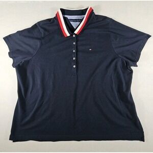 Tommy Hilfiger Women's Polo Shirt Size 2XL Navy Blue 5 Button